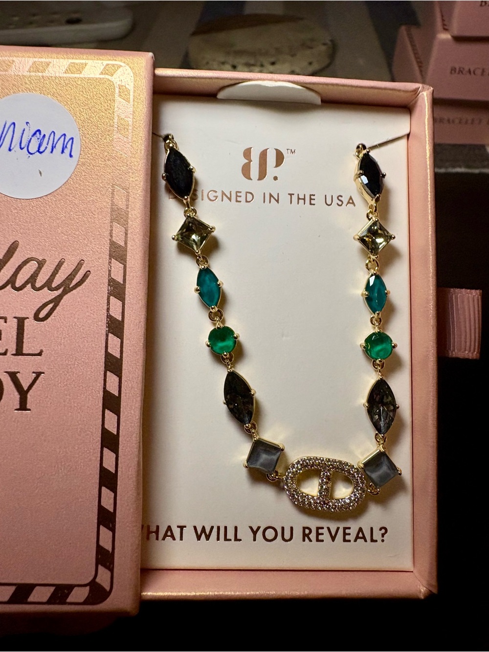 Bomb party Holiday JeweyGold-Tone Multi-Stone Bracelet with Green & Teal Accents